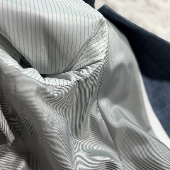 VERONICA BEARD Dickey Jacket FARLEY Blue Linen Blend Womens 8 Solid Made In USA - Picture 10 of 10